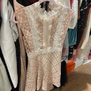 Sandro peaches lace dress in beige mini sleeveless dress